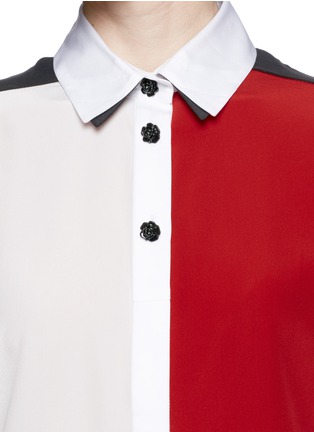 Detail View - Click To Enlarge - PRABAL GURUNG - Colour block rose print shirt