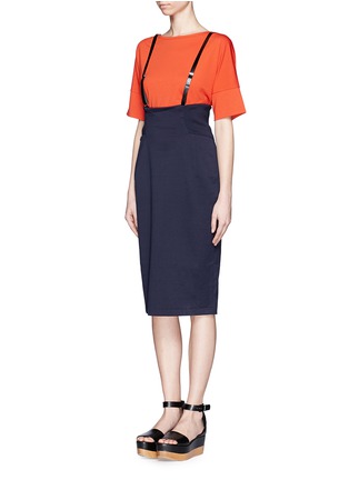 Front View - Click To Enlarge - TOGA ARCHIVES - Leather suspender stretch pencil skirt