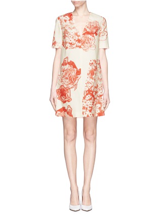 Main View - Click To Enlarge - STELLA MCCARTNEY - Floral print plunge V-neck silk shift dress
