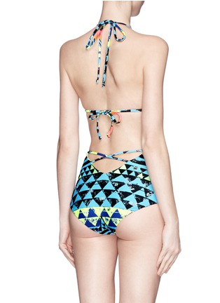 Back View - Click To Enlarge - MARA HOFFMAN - Geometric tribal print reversible triangle bikini top