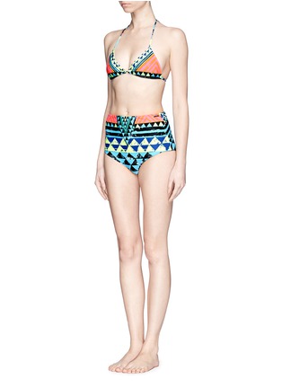 Figure View - Click To Enlarge - MARA HOFFMAN - Geometric tribal print reversible triangle bikini top