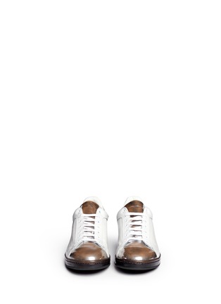 Figure View - Click To Enlarge - ALEXANDER MCQUEEN - Mirror trim cracked leather sneakers