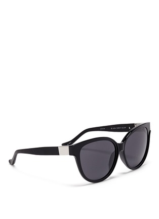 Figure View - Click To Enlarge - THE ROW - x Linda Farrow leather temple cat eye sunglasses