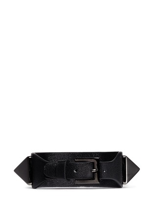Back View - Click To Enlarge - VALENTINO GARAVANI - 'Rockstud'' macro leather bracelet