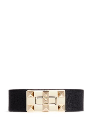 Main View - Click To Enlarge - VALENTINO GARAVANI - 'Rockstud' twist buckle leather bracelet