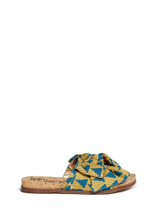 Main View - Click To Enlarge - SAM EDELMAN - 'Henna' woven bow cork slide sandals