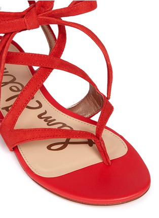Detail View - Click To Enlarge - SAM EDELMAN - 'Davina' lace-up suede thong sandals