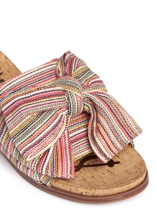 Detail View - Click To Enlarge - SAM EDELMAN - 'Henna' stripe bow cork slide sandals