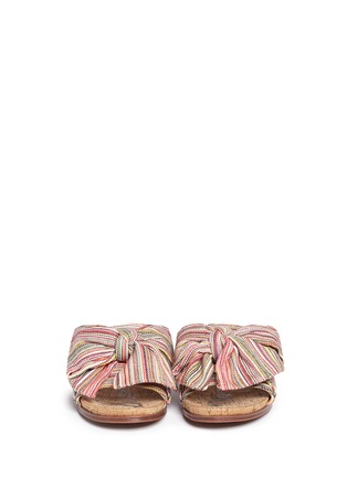 Front View - Click To Enlarge - SAM EDELMAN - 'Henna' stripe bow cork slide sandals