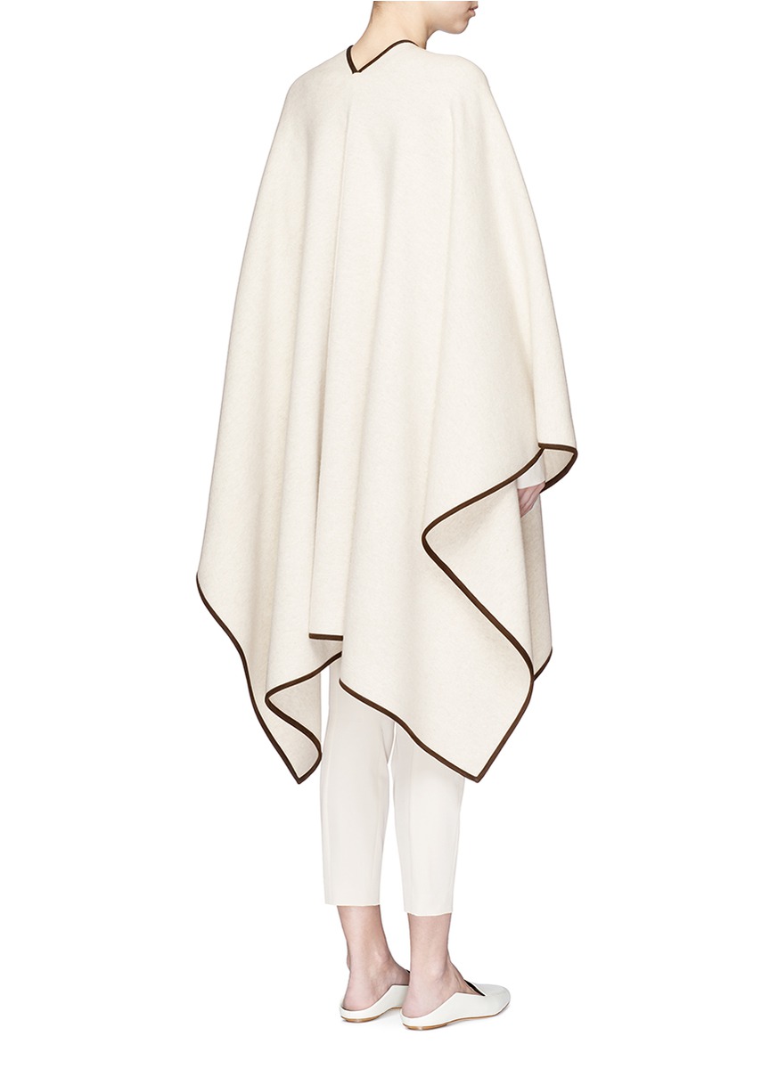 THE ROW 'Dusana' goatskin suede trim Merino wool-cashmere cape