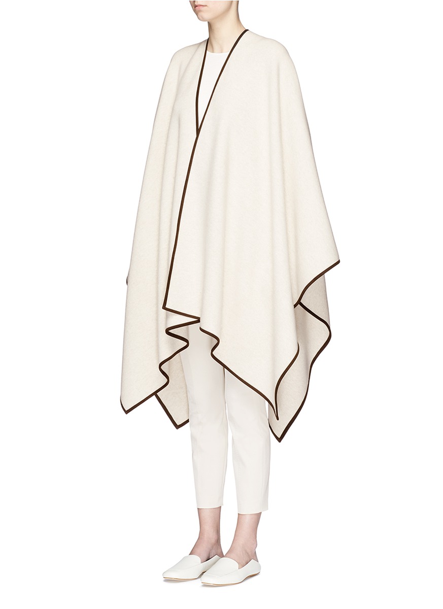 THE ROW 'Dusana' goatskin suede trim Merino wool-cashmere cape