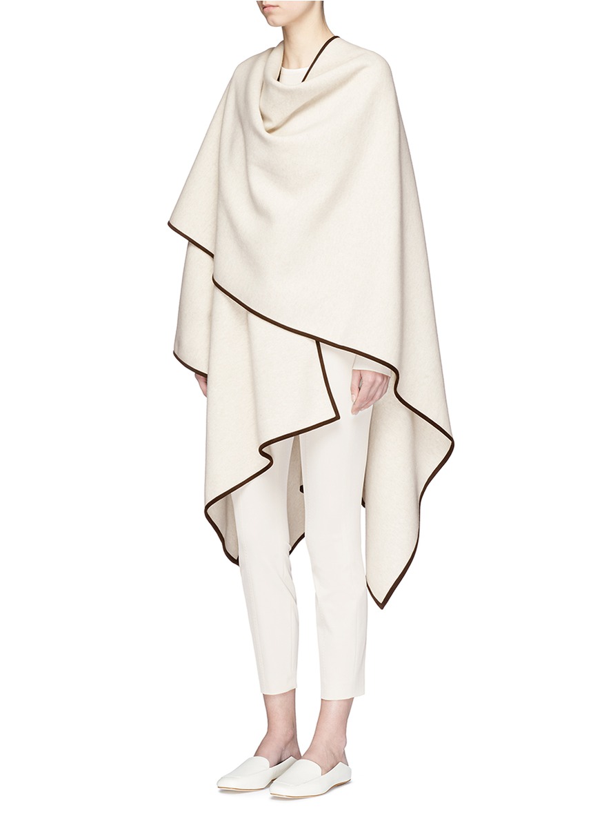 THE ROW 'Dusana' goatskin suede trim Merino wool-cashmere cape