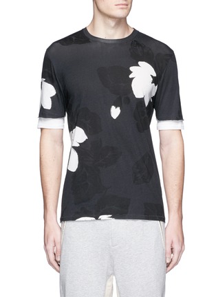 Main View - Click To Enlarge - 3.1 PHILLIP LIM - Floral print double sleeve cotton T-shirt
