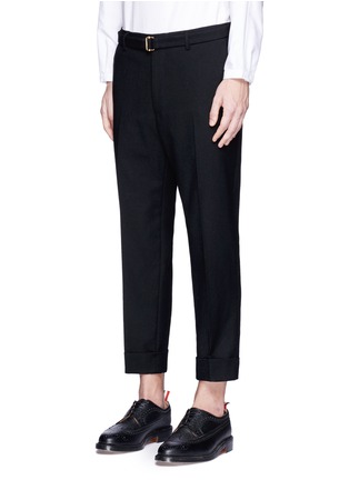 Front View - Click To Enlarge - WOOSTER + LARDINI - Buckle strap cropped wool pants