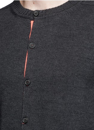 Detail View - Click To Enlarge - WOOSTER + LARDINI - Grosgrain ribbon trim wool cardigan