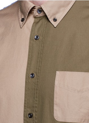 Detail View - Click To Enlarge - WOOSTER + LARDINI - Colourblock patchwork cotton Oxford shirt