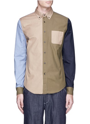 Main View - Click To Enlarge - WOOSTER + LARDINI - Colourblock patchwork cotton Oxford shirt