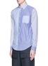 Front View - Click To Enlarge - WOOSTER + LARDINI - Patchwork stripe cotton poplin shirt