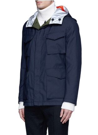 Front View - Click To Enlarge - WOOSTER + LARDINI - Reversible reflective stripe sahara field jacket