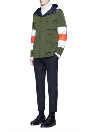 Figure View - Click To Enlarge - WOOSTER + LARDINI - Reversible reflective stripe sahara field jacket