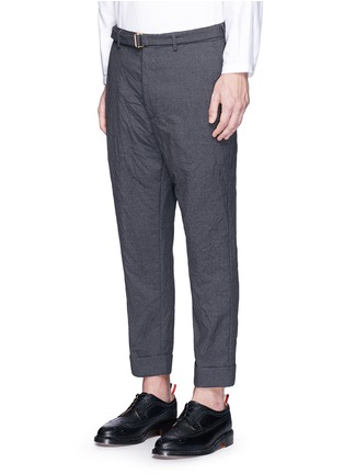 Front View - Click To Enlarge - WOOSTER + LARDINI - Rolled cuff belted wool pants