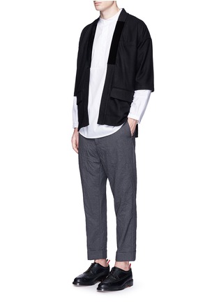 Figure View - Click To Enlarge - WOOSTER + LARDINI - Rolled cuff belted wool pants