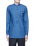 Main View - Click To Enlarge - WOOSTER + LARDINI - Frayed collar chambray tunic shirt