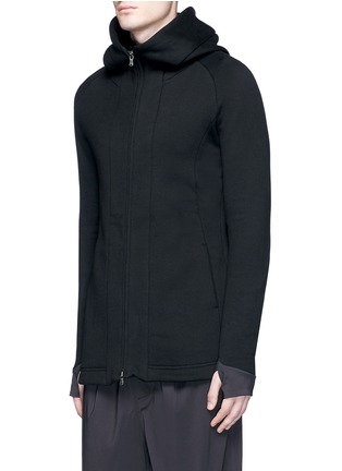 Front View - Click To Enlarge - THE VIRIDI-ANNE - Thumbhole cuff cotton zip hoodie