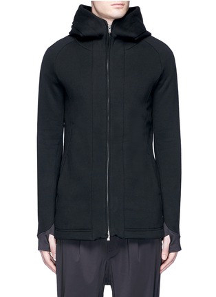 Main View - Click To Enlarge - THE VIRIDI-ANNE - Thumbhole cuff cotton zip hoodie