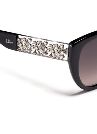 Detail View - Click To Enlarge - DIOR - Floral strass temple cat eye sunglasses