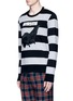 Front View - Click To Enlarge - GUCCI - Bird embroidery rugby stripe sweatshirt
