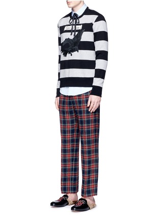 Figure View - Click To Enlarge - GUCCI - Bird embroidery rugby stripe sweatshirt