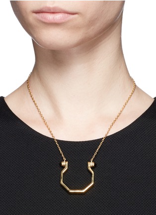 Figure View - Click To Enlarge - W. BRITT - 'Mini Hex' onyx stud pendant necklace