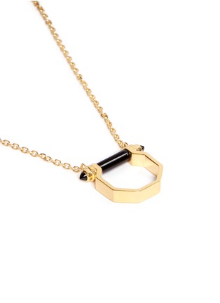 Detail View - Click To Enlarge - W. BRITT - Onyx bar octagon pendant necklace