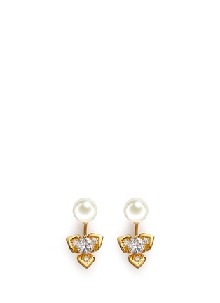 Main View - Click To Enlarge - CZ BY KENNETH JAY LANE - Faux pearl stud cubic zirconia flower earrings