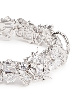 Detail View - Click To Enlarge - CZ BY KENNETH JAY LANE - Pavé raised arch mix cubic zirconia bracelet