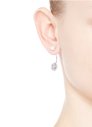 Figure View - Click To Enlarge - CZ BY KENNETH JAY LANE - Faux pearl stud cubic zirconia earrings