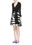 Front View - Click To Enlarge - DIANE VON FURSTENBERG - 'Amelianna' zebra print silk Mikado combo wrap dress