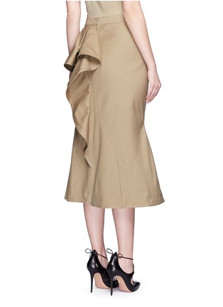 Back View - Click To Enlarge - GIVENCHY - Asymmetric ruffle peplum twill midi trumpet skirt