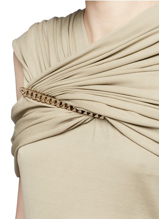 Detail View - Click To Enlarge - GIVENCHY - Ruched chain yoke crepe jersey top