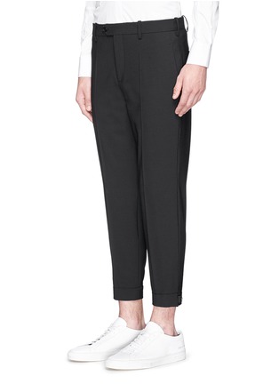 Front View - Click To Enlarge - NEIL BARRETT - Zip cuff virgin wool blend cropped pants