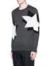 Front View - Click To Enlarge - NEIL BARRETT - Double star Merino wool sweater