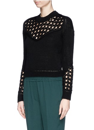 Front View - Click To Enlarge - 3.1 PHILLIP LIM - Engineered pointelle stitch yoke sweater