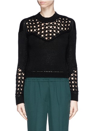 Main View - Click To Enlarge - 3.1 PHILLIP LIM - Engineered pointelle stitch yoke sweater