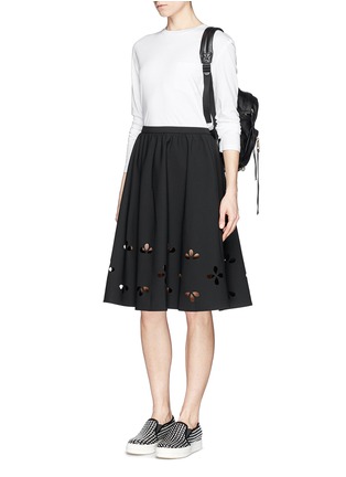 Figure View - Click To Enlarge - ELIZABETH AND JAMES - 'Lex' floral perforation stretch skirt