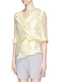 Front View - Click To Enlarge - ARMANI COLLEZIONI - Belted silk organza gauze jacket