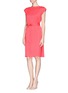 Figure View - Click To Enlarge - ARMANI COLLEZIONI - Waist tie stretch silk dress