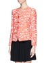 Front View - Click To Enlarge - ARMANI COLLEZIONI - Collarless rose jacquard jacket