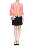 Figure View - Click To Enlarge - ARMANI COLLEZIONI - Collarless rose jacquard jacket