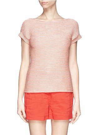Main View - Click To Enlarge - ARMANI COLLEZIONI - Textured stripe knit top